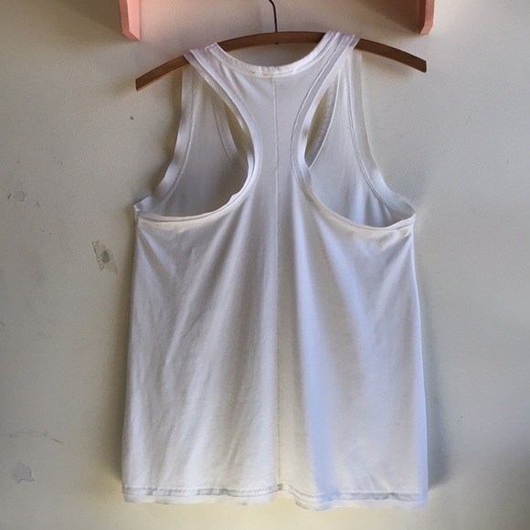 All Saints sz 4 tank white knit with sheer silk raw edge trim at neck hem arm op - Picture 7 of 8